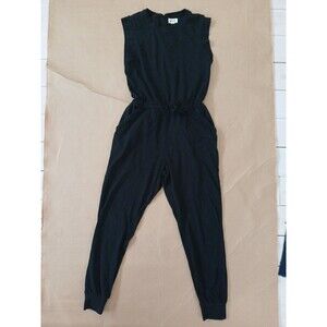 Pact Jumpsuit Womens S Black Organic Cotton Drawstring Luxe Athleisure